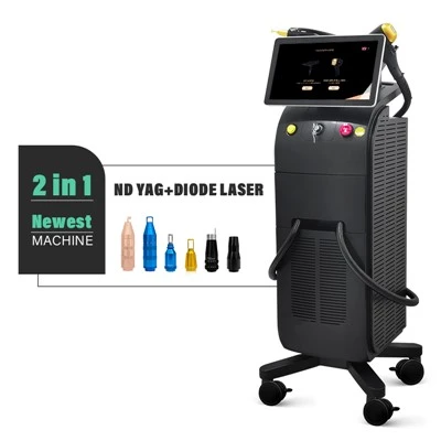 2 dalam 1 Nd Yag + Dioda Laser Rambut Removal Machine
